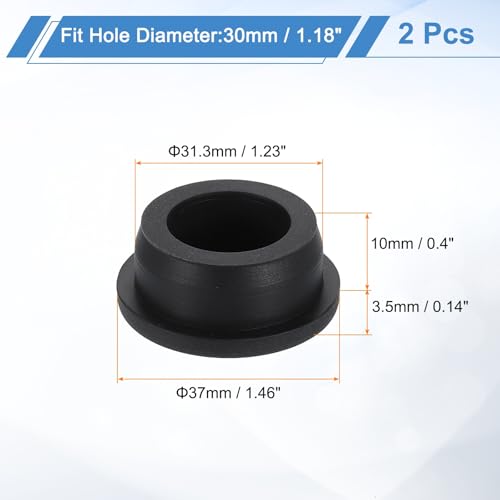 Image of uxcell 2Pcs Silicone Hole Plug, Waterproof Round Rubber Stoppers Bottle Seal Plugs Tube Pipe End Caps for 30mm /1.18 inch Hole for Bathtub Bottle, Black