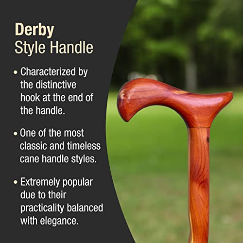 image for Brazos Handcrafted Wood Walking Cane, Twisted Cedar, Derby Style Handl
