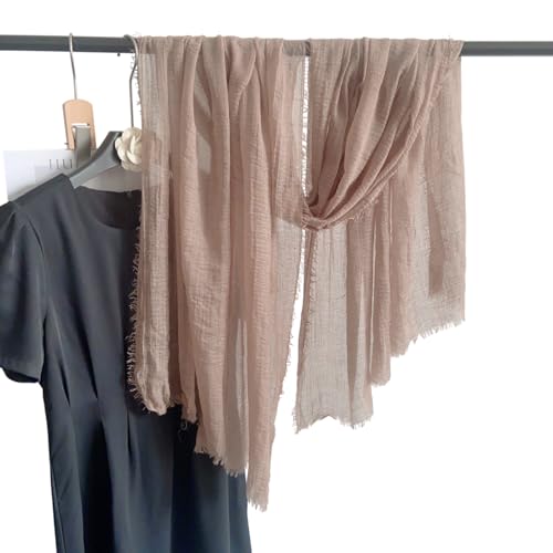Image of Crinkled PolyCotton Scarf for Women - 180 x 90 cm Stole for Women | PolyCotton Scarf for Summers, Head Cover for Women | Lightweight Scarf for Women | Women Accessory