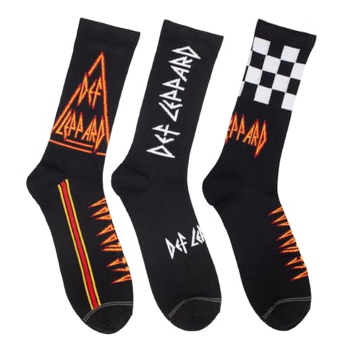 Calcetines Def Leppard Perri's Socks para hombre pack de 3 pares negros DLC370