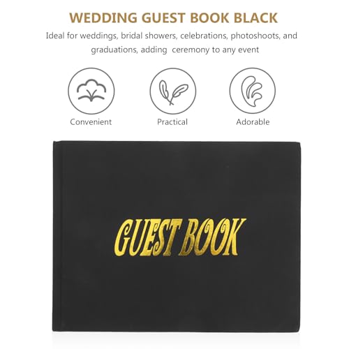 Libro de para invitados negro de lujo álbum conmemorativo para firmas de boda 4