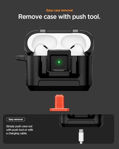 Image of Spigen for AirPods Pro 3 Case, Carabiner Included, Shock-Proof, Lost-Prevent Cover, (Lock Fit) - Matte Black