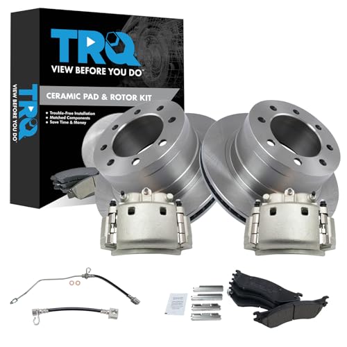 Image of TRQ Rear Brake Pad & Rotor Kit Ceramic Compatible with 2006-2008 Dodge Ram 1500