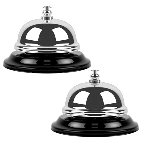 Anyongora Bell for Desk – 2 Packs, Loud & Clear Call Bell & Service Bell with Matte Anti-Rust Steel, Small 3.35" Footprint, Durable Design for Restaurants,Schools, Reception, and Hotel Use by Anyongora - Used condition - US$6.09