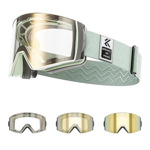 KAPVOE Photochromic Ski Goggles with Magnetic Lenses Anti-fog UV400 Protection Snowboard goggles Suitable for Men Women and Teens Snow goggles Helmet Compatible Ideal for Skiing Snowboarding 07