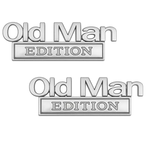 2 emblemas de Metal 3D de Old Man Edition para el Parachoques Trasero del portón Trasero, calcomanía para Placa de identificación (Silber)
