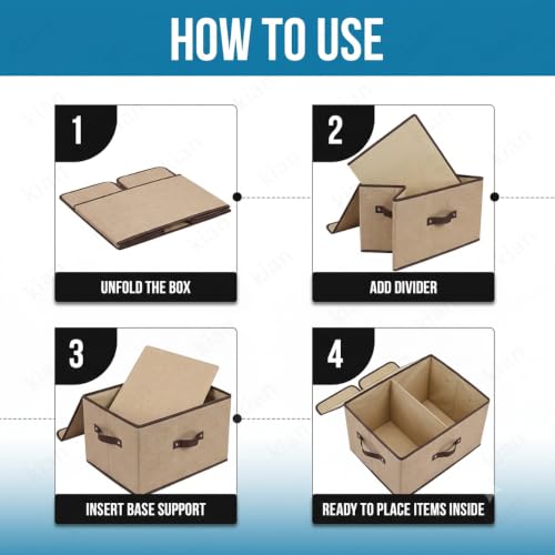 Image of Kian Foldable Storage Box And Organiser Wardrobe Cloth Organizer For Storage Box Closet Basket Bin Organiser for Books, Toys, Other Supplies With Lid (Pack of 1) (Beige)