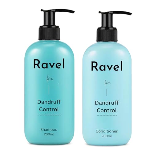 Ravel Anti-Dandruff Shampoo & Conditioner for Men & Women, Pack of 2, Fights Flakes & Soothes Scalp Irritation, Reduces Itchiness & Prevents Dandruff, Suitable For All Hair Types - 200ml each