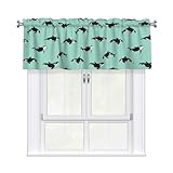 WOPQS Pazifik-Ozean-Vorhänge mit kurzen Stangen, 137,2 x 45,7 cm, kurzer Vorhang für Küche, Café, Badezimmer, Fenster