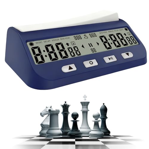 Lotvic Schachuhr Professional, Digitale Multifunktionsanzeige Schachtimer mit Bonus & Delay Countdown Funktion, Elektronische Brettspiel für Zuhause & Turniere, für 2 Spieler Brettspiel, Blau Lotvic Schachuhr Professional, Digitale Multifunktionsanzeige Schachtimer mit Bonus & Delay Countdown Funktion, Elektronische Brettspiel für Zuhause & Turniere, für 2 Spieler Brettspiel, Blau