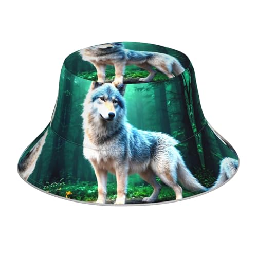 Chapeau bob réfléchissant noir HYTTER avec motif loup outdoor