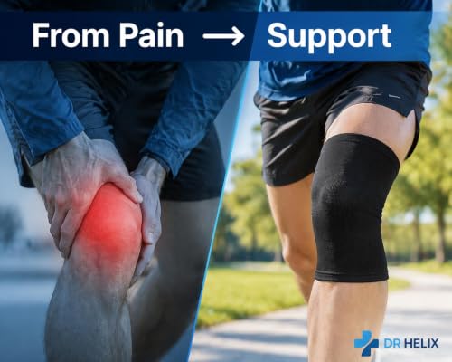 Image of Knee Cap Support Black Compression Knee Sleeve - Breathable Elastic Knee Brace Everyday Knee Support for Men & Women, XXL