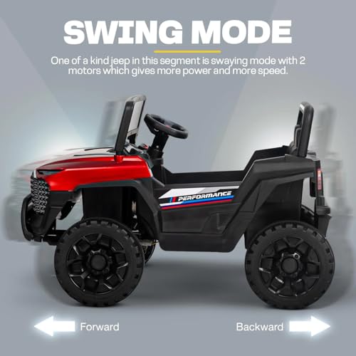Image of Driving EV Cars for 1, 2, 3, 4, 5, 6 Years | Remote + Steering + Mobile App Control | Kids Jeeps (Entery Level Jeeps [2-6 Years] GT1, Red)