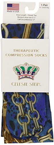 Celeste Stein Therapeutic Compression Socks, Blue Wild Link, 8-15 mmHg, Mild