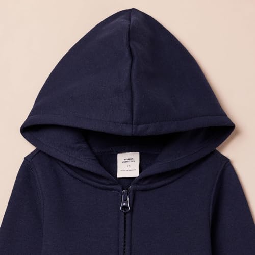 Image of Amazon Essentials Girls and Toddlers' Fleece Zip-Up Hooded Sweatshirt with Lined Hood and Rib Knit Detail
