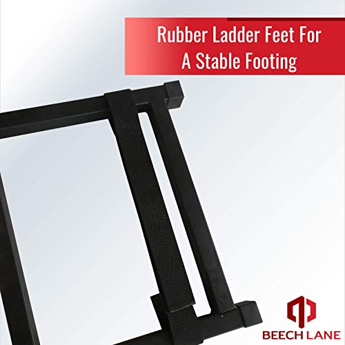 Beech Lane Pickup Truck Tailgate Ladder - Universal Fit, Stainless Steel Self Drilling Hex Screws for Easy Install, Durable Aluminum Step Grip Plates, and Sturdy Rubber Ladder Feet