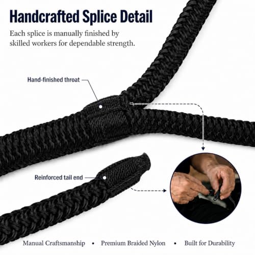 Image of 2 Pack 3 /4 inch x 20' Boat Dock Lines, Improved Double Braided Nylon Boat Ropes for Docking with 15 inch Loop, Hurricane-Resistant Grade Marine Rope for Sailboats,Pontoons,Fishing Boats, Black