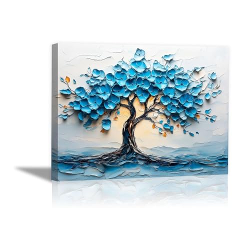 ZAMAEIU Tree of life wall art, Abstract blue tree canvas art, wall art for bedroom, For Bathroom, Living Room, Bedroom, Office. - 60x90cm Framed(blue) ZAMAEIU Tree of life wall art, Abstract blue tree canvas art, wall art for bedroom, For Bathroom, Living Room, Bedroom, Office. - 60x90cm Framed(blue)