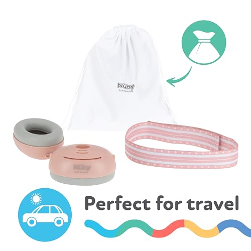Cache-oreilles rose bébé pour protéger l'ouïe des bruits forts Nuby