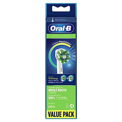 Image of Oral-B Pro 3 Electric Toothbrush, Rechargeable,Charger Included, 3 Pressure Modes For Adults & ORIGINAL Cross Action Soft Replacement Brush Heads, Prosmart Series, 4 Refills, Multicolor