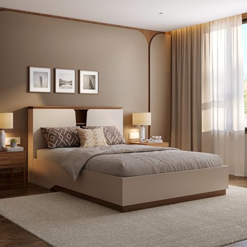 Image of Wakefit Bed | 3 Yr Warranty | Bed Queen Size, Comes with Storage Box, Noise-Free, Density: 680-750 kg /m, Termite & Borer Resistant, Fits Mattresses Up to 8 inches (Kora 78 x 60 - Columbian Walnut)