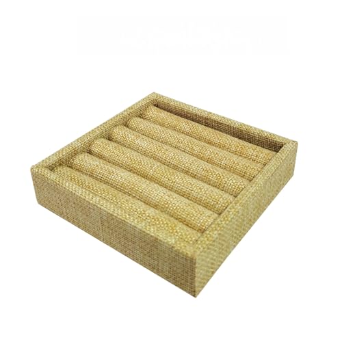 SCIKHETF - Portaanelli in velluto con 5 scomparti, per anelli, orecchini, piccoli espositori, da viaggio, colore: lino