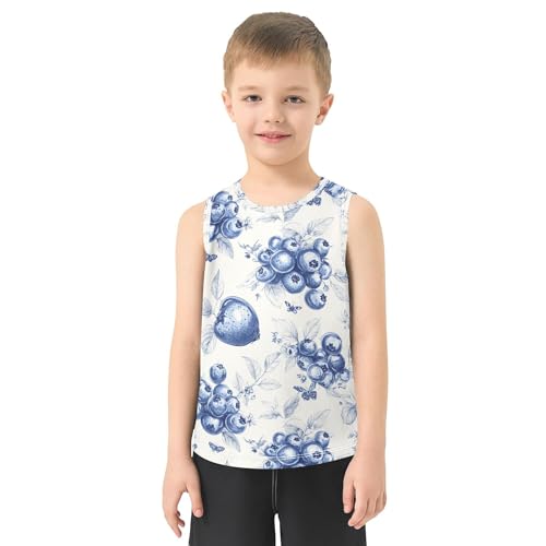 Art Blueberries Fruit Boys Tshirts Tank Tops Sleeveless Casual Vest Tees Athletic Workout Clothes for Running Golf 3T2