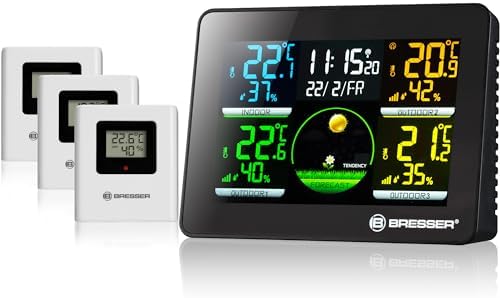 Bresser Thermo Hygro Quadro NLX Radiowa Stacja Pogodowa z Czujnikiem Zewnętrznym, Czarny