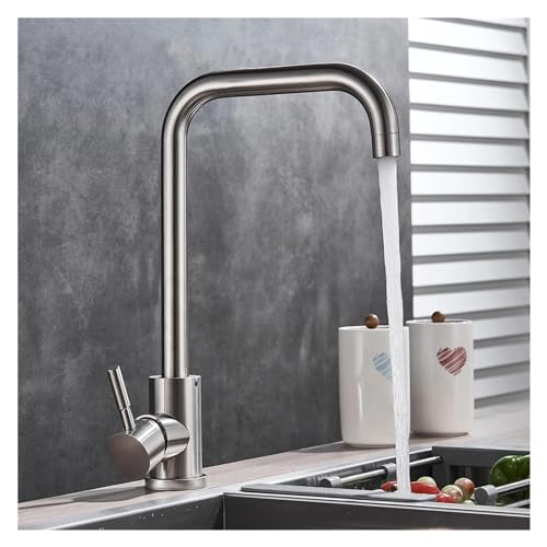 Robinet mitigeur d'évier en acier inoxydable brossé durable et design - 5