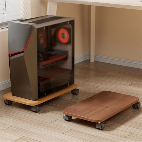 Soporte para CPU soporte móvil para torre PC con 4 ruedas giratorias para escritorio de juegos CPU Stand Natural miniatura 5