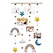 Dahey Hanging Photo Display with Pom Pom Rainbow Decoration Cute Wall Haing Picture Organizer Boho Home Decor Collage Picture Frames for Nursery Baby Kid Room Bedroom Dorm, 25 Wooden Clips