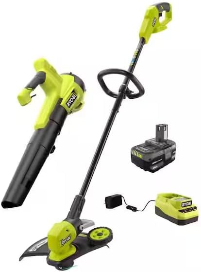 RYOBI ONEAND 18V Cordless Battery String Trimmer/Edger and Jet Fan Blower Combo KIT 2-to