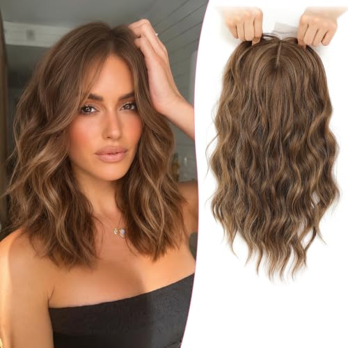 PANEWAY Hair Topper, 14 Inch Wavy Toppers, 6.5' x 6.5' Ladies Wiglets