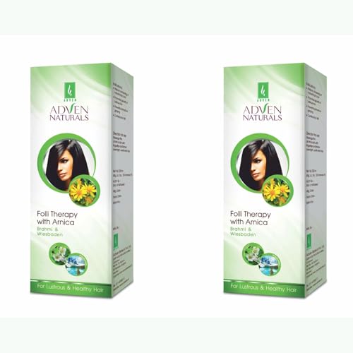 Image of Adven Naturals Folli Therapy Hair Oil | Herbal Hair Fall Control & Dandruff Care | Enriched with Brahmi, Arnica & Wiesbaden | Non-Greasy Oil for Scalp & Hair Strengthening | 2x200ml