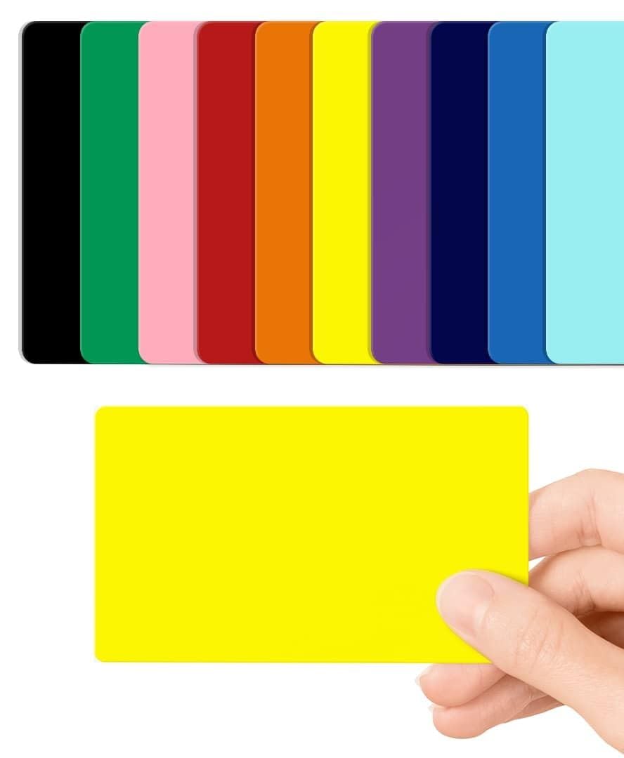 Yellow Blank PVC Cards Plastic - Pack of 10 by CKB LTD 760 Micron Standard CR80 ID Credit Card Size 86 x 54mm - Printable Ideal for overprinting in Any Desktop ID Card Printers (Yellow Gloss)