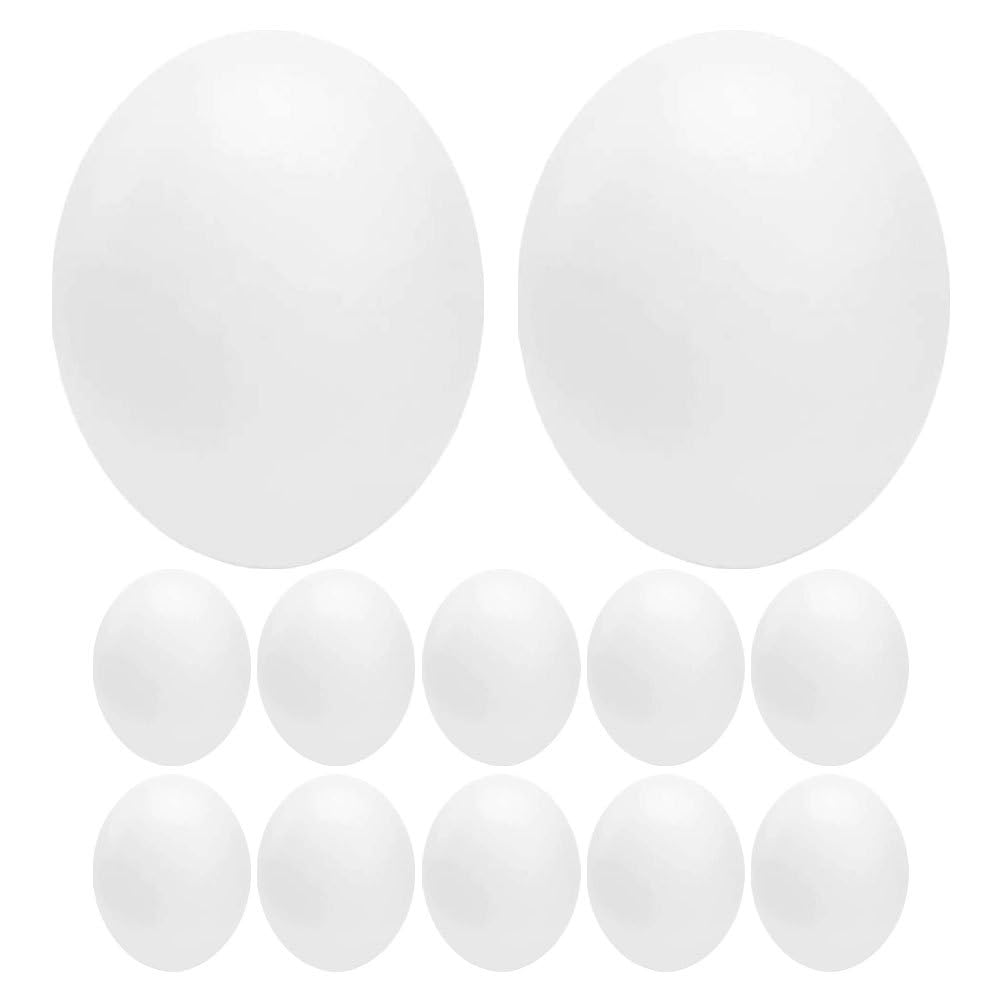 UKCOCO 12 Pcs Realistic Fake Bird Eggs (1.9x1.4cm) - Solid Plastic Eggs for Breeding Simulation - Mini Finch & Canary Nest to Encourage Hatching & Easter DIY Craft Ornaments