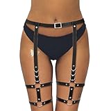 GEMILY Leather Leg Harness Fashion Rave Goth Thigh Garter Belts for Women