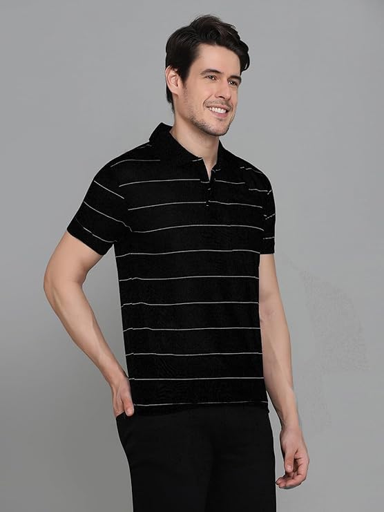 Image of INKKR Striped Polo Neck T-Shirt Dora Combo