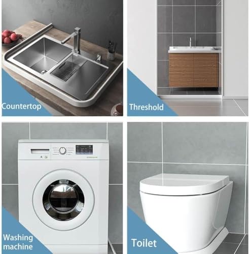 Image of Hukimoyo 3M Water Stopper for Kitchen Slab Bathroom with Glue Water Dam Barrier Strip Silicone Kitchen Sink Water Splash Guard Self-Adhesive Water Blocking Shower Bathroom Dry and Wet Area Separator