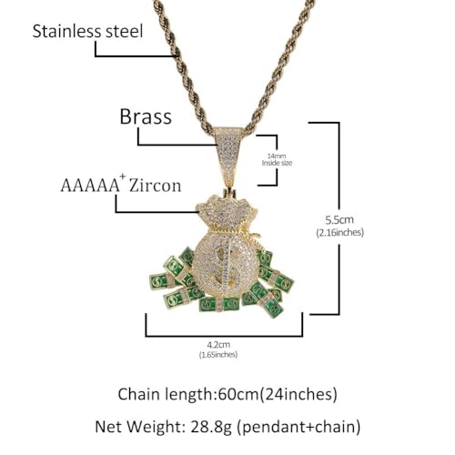 Giffor Hiphop Jewelry Personality Pendant Necklace For Men 18K Gold Plated Miami Chains Rapper Necklace Women Joyas,3mm/24'2