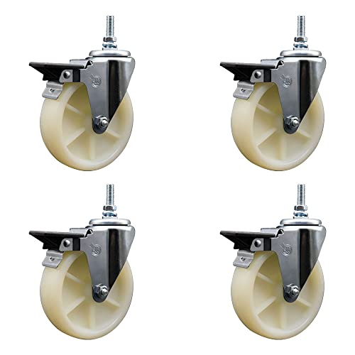 Nylon Swivel Threaded Stem Caster Set of 4 w/5