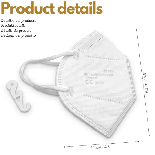 20 st. FFP3 Maske + Einsteller | 7 Schichten, CE-geprüfte, zertifizierter Schutz | Einweg - nicht Wiederverwendbar, Erwachsenengröße, ohne Ventil, einzeln Verpackt, Weiß