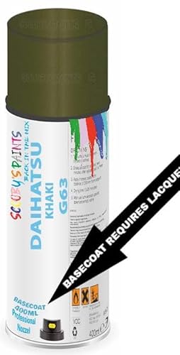 Aerosol Spray Paint Compatible with DAIHATSU KHAKI G63 Available in Direct Gloss, Cellulose or Basecoat (Basecoat Aerosol)