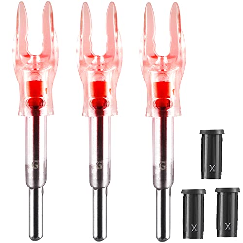 Keaup G/4.2Mm Lighted Nocks For Arrows With .165".204" Inside Diameter 3Pcs With X Bushings,Screwdriver Included (Red) #TOP6
