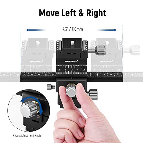 NEEWER 4-Way Macro Focusing Rail with Quick Release Plate for Arca Type 1/4 Inch Thread for Macro Photography & Close-up Photography - Image 3