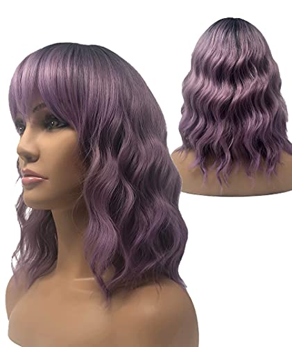 Cosplay Wigs 3 Pack Set, 3 Fun Party Wig Styles, Purple Wavy, Long Silver and Black Ombre, Black Bob, Sexy Realistic Syn