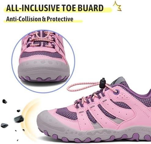 Mishansha Kids Hiking Shoes Boys Girls Sneakers Pink 1 Little Kid — view 2
