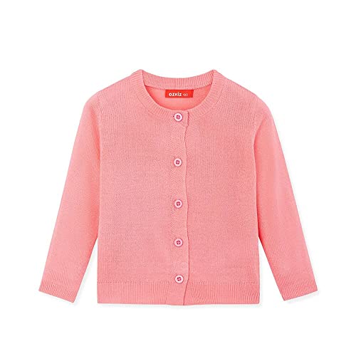 Ozkiz Toddler Girls Boys Casual Long Sleeve Cardigan Sweater 3-7 Years Green Navy Red Ivory Yellow Pink