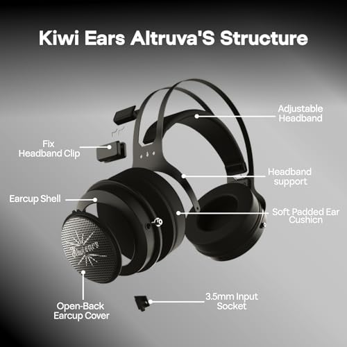 Image of Linsoul Kiwi Ears Altruva Over Ear Headphone, Hi-Fi 50mm Dynamic Driver Monitoring Headphones, Wired Gaming Headset, Open-Back Stereo Headphones for Studio Engineer Audiophile Gaming (BlackGrey)