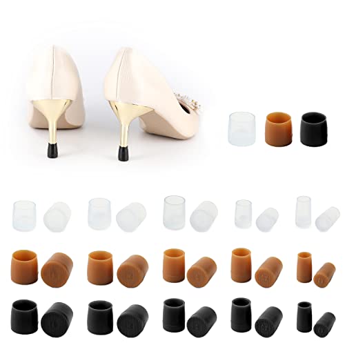 KINBOM 15 paires Protection Talon Chaussure, Protecteurs de Talons Hauts Transparentes Abricot Noir pour Marcher Sur L'herbe, Chaussures, Pourboires, Activités de Plein Air, Mariage (XX, XS, S, M, L) Cover